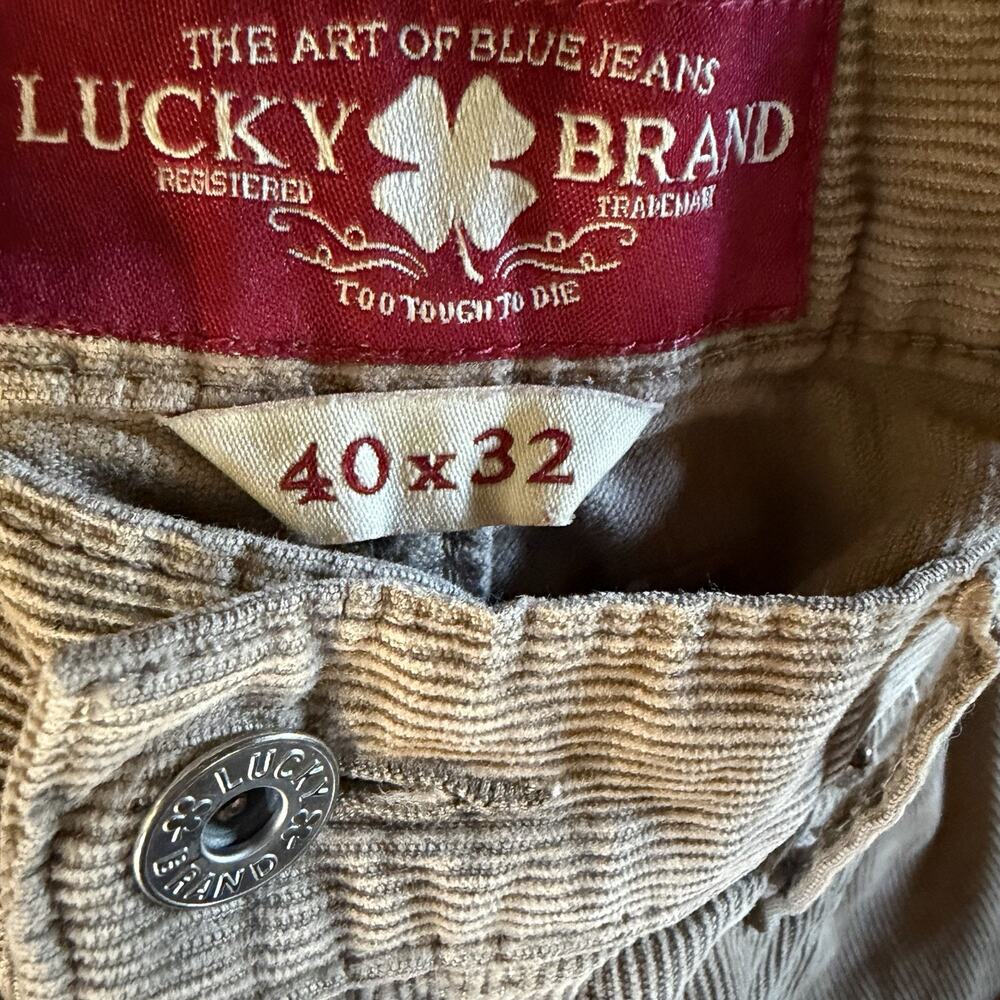 Lucky Brand 361 Vintage Straight Corduroy Pants Mens 40x32 Khaki Beige Cotton - Picture 11 of 12
